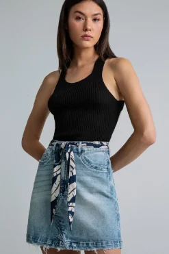 Hot Lez a Lez A Line Jean Skirt|