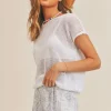 Clearance Sage The Label Aimee Drop Shoulder Crochet Top-Ivory|