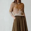 Online Indi & Cold A-Line Linen Skirt-Military|