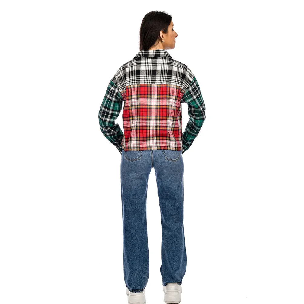 Sale RD Style Alison Color Block Flannel Shirt|
