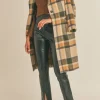 Outlet Sage The Label All The Way Plaid Coat-Olive Multi|
