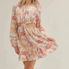 Sage The Label Amalfi Coast Mini Dress-Cranberry Multi|