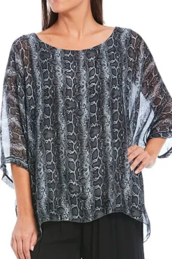 Discount M Italy Animal Print Silk Blend Poncho|