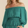 New Minkpink Anya Off Shoulder Blouse-Emerald|
