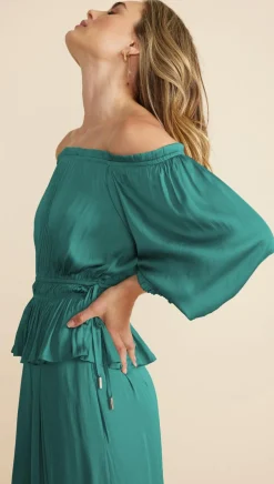 New Minkpink Anya Off Shoulder Blouse-Emerald|