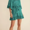 Minkpink Anya Tiered Mini Dress-Emerald|