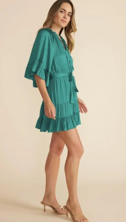 Minkpink Anya Tiered Mini Dress-Emerald|