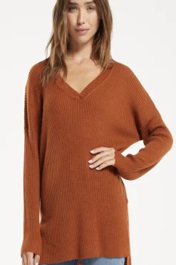 Sale Z Supply Avalon V-Neck Sweater-Russet|