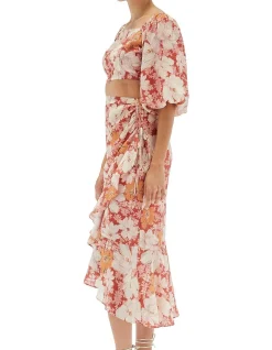 Minkpink Azar Ruched Midi Skirt|