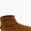 New Minnetonka Back Zip Hardsole Boot-Brown|