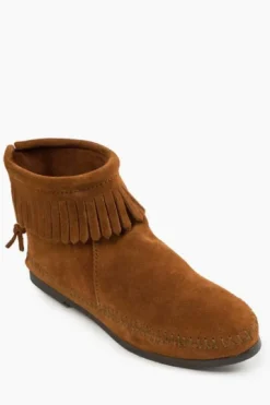 New Minnetonka Back Zip Hardsole Boot-Brown|
