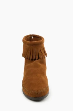 Clearance Minnetonka Back Zip Hardsole Boot-Brown|