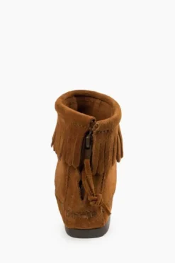 Clearance Minnetonka Back Zip Hardsole Boot-Brown|