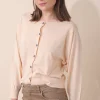 Indi & Cold Basic Cotton Cardigan-Pink Nude|