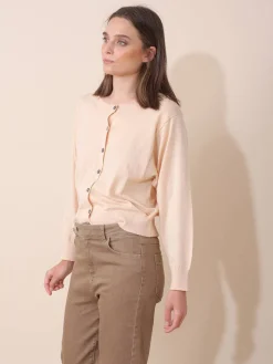 Indi & Cold Basic Cotton Cardigan-Pink Nude|