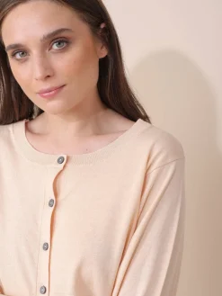 Indi & Cold Basic Cotton Cardigan-Pink Nude|