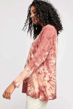 Hot Free People Be Free Tie Dye Tee-Cabernet Combo|