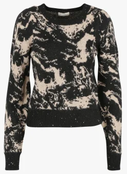 New The Korner Black And Beige Swirl Sweater|