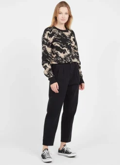 New The Korner Black And Beige Swirl Sweater|