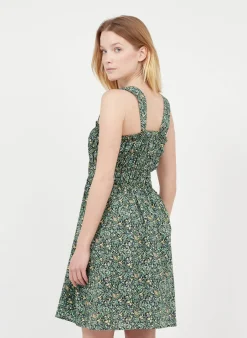 New The Korner Black Short Floral Print Cotton Dress|