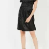 Clearance The Korner Black Short Jacquard Satin Dress|