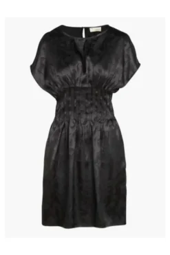 Clearance The Korner Black Short Jacquard Satin Dress|