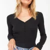 Best Z Supply Blaine Rib Long Sleeve Henley-Black|