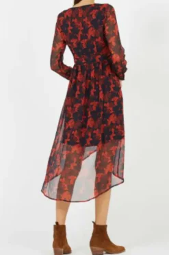 Sale The Korner Blue Printed Asymmetric Midi Dress|