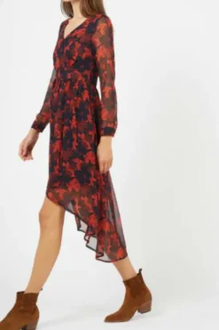 Sale The Korner Blue Printed Asymmetric Midi Dress|