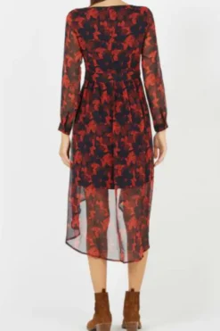 Sale The Korner Blue Printed Asymmetric Midi Dress|