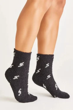 New Z Supply Bolt Plush Socks-Black|
