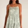 New Z Supply Breezy Floral Mini Dress-Soft Sage|