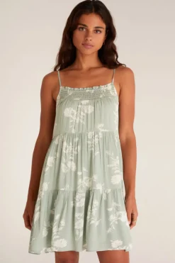 New Z Supply Breezy Floral Mini Dress-Soft Sage|