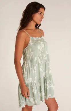 New Z Supply Breezy Floral Mini Dress-Soft Sage|