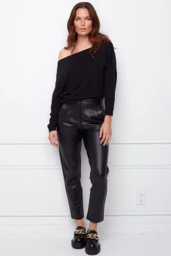 Hot RD Style Briane Boat Neck T-Shirt-Black|