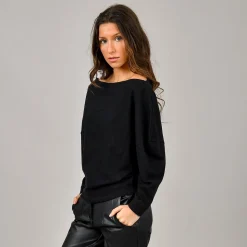 Hot RD Style Briane Boat Neck T-Shirt-Black|