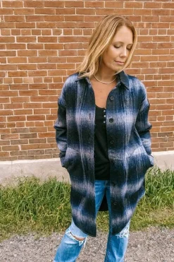 RD Style Britney Shacket-Navy Plaid|