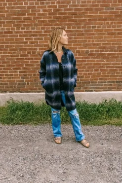 RD Style Britney Shacket-Navy Plaid|