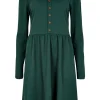 Outlet Apricot Button Down Skater Dress-Pine|