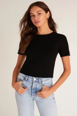 Hot Z Supply Camilla Rib Sweater Tee-Black|