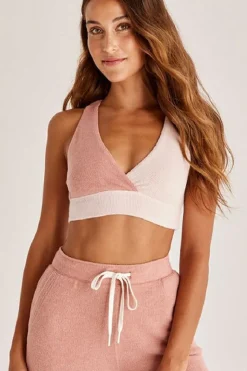 Clearance Z Supply Color Block Lounge Bra-Pink Sky|