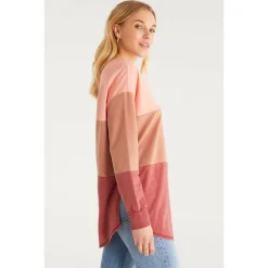 New Z Supply Color Block V Neck Weekender-Rouge|
