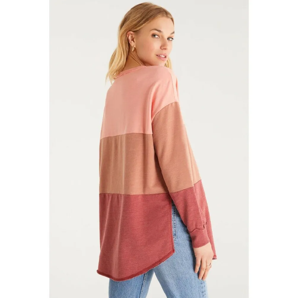 New Z Supply Color Block V Neck Weekender-Rouge|