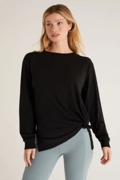 Online Z Supply Cool Down Long Sleeve Top-Black|