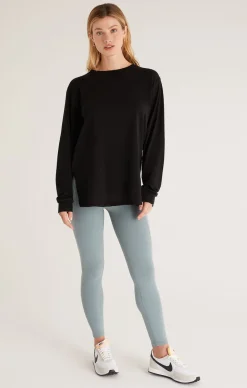 Online Z Supply Cool Down Long Sleeve Top-Black|