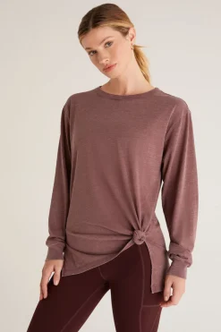 Outlet Z Supply Cool Down Long Sleeve Top-Dark Cola|