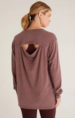 Outlet Z Supply Cool Down Long Sleeve Top-Dark Cola|