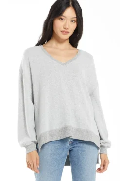 Hot Z Supply Cozy V-Neck Modern Weekender-Heather Grey|