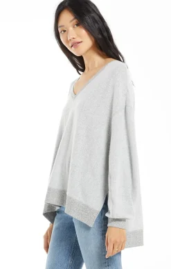 Hot Z Supply Cozy V-Neck Modern Weekender-Heather Grey|