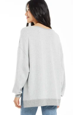 Hot Z Supply Cozy V-Neck Modern Weekender-Heather Grey|
